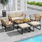 7-Piece Outdoor Lounge Set with Cushions and Bungee Rope Chairs